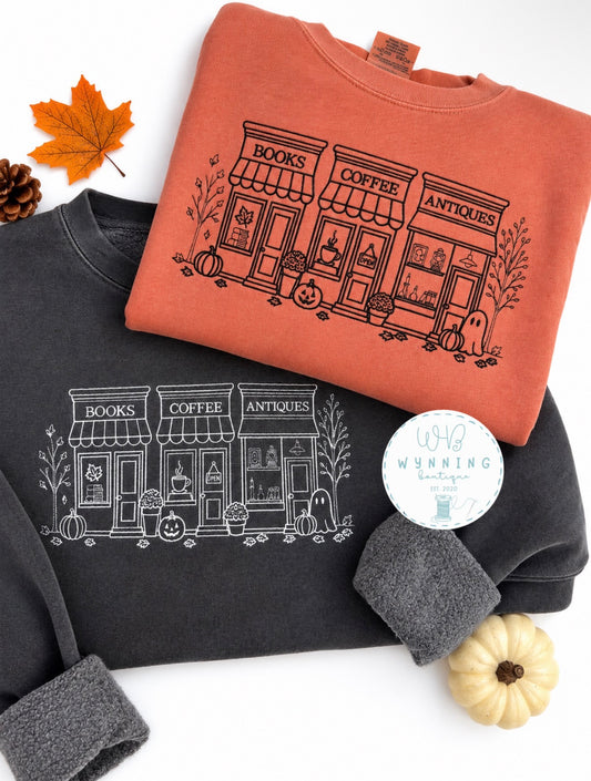 Books | Coffee | Antiques Crewneck