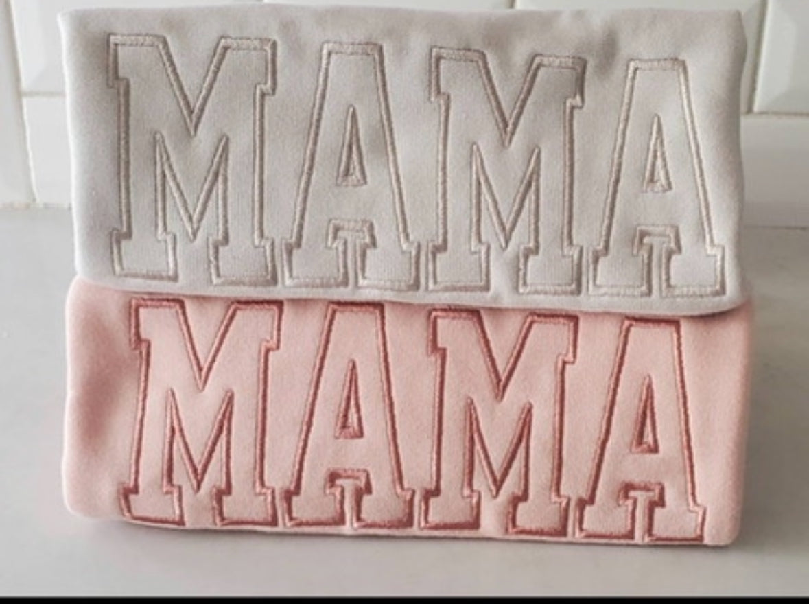 Embroidered Mama BlockPrint Sweatshirt