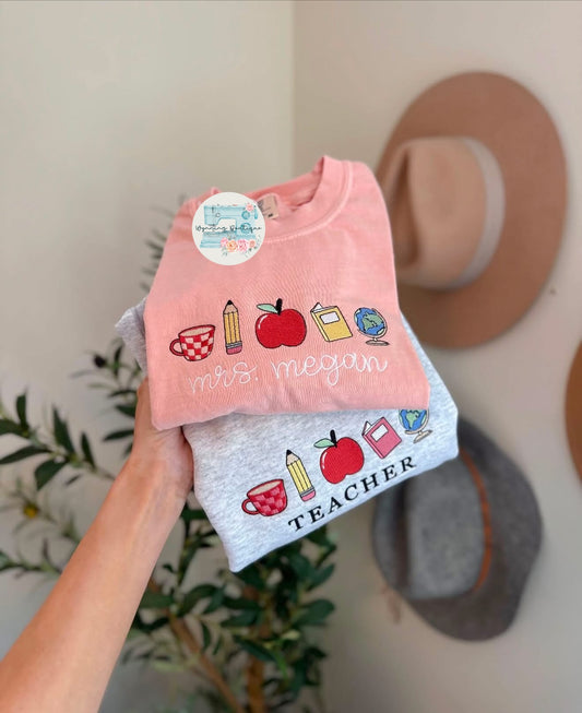 Teacher Embroidered Sweatshirt