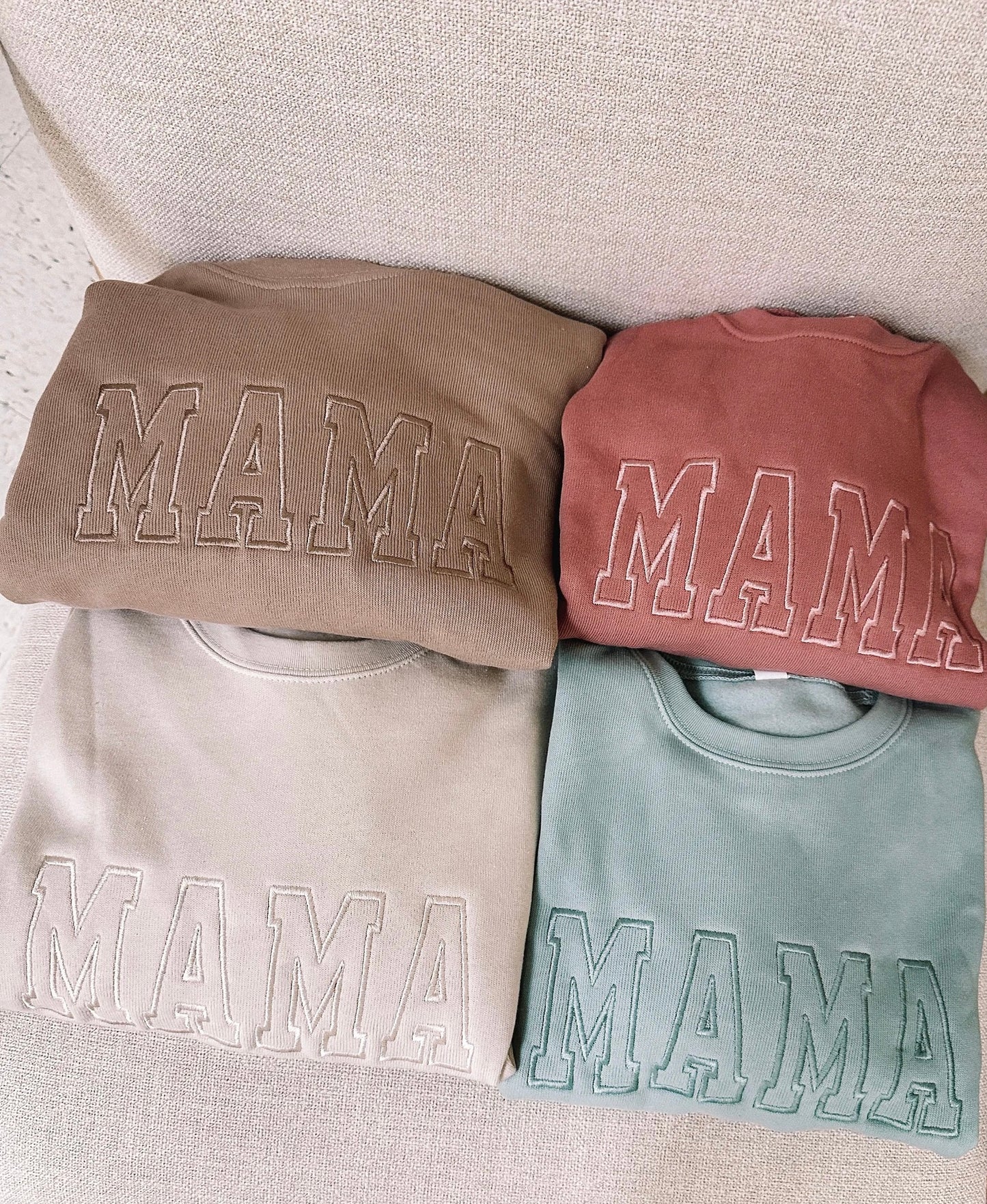Embroidered Mama BlockPrint Sweatshirt